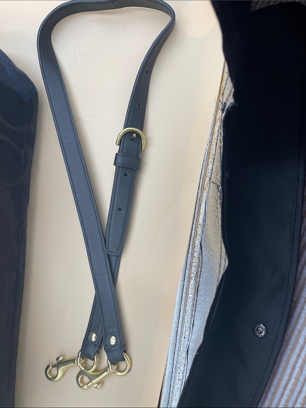 Coach Navy Signature Canvas Tote with Gold Buckle Accents - Picture 8 of 8